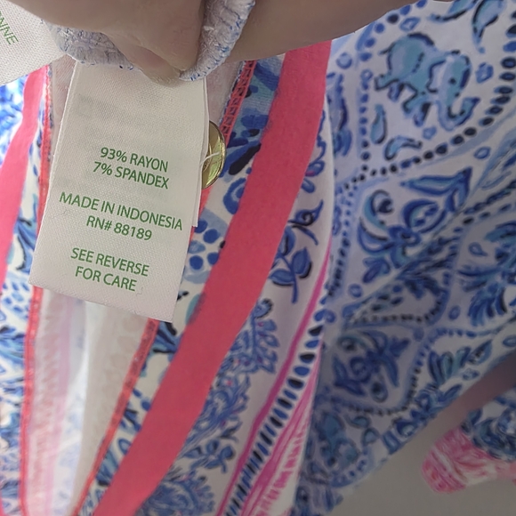 Lilly Pulitzer Sophie UPF 50+ Shift Dress Isle of Tile Blue Pink Size L - Picture 8 of 8